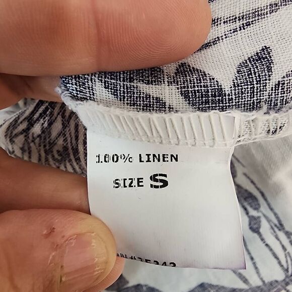 Lina Tomei Size Small 100% Linen Floral Knee-Length Shift Dress B16 Casual - Picture 6 of 6